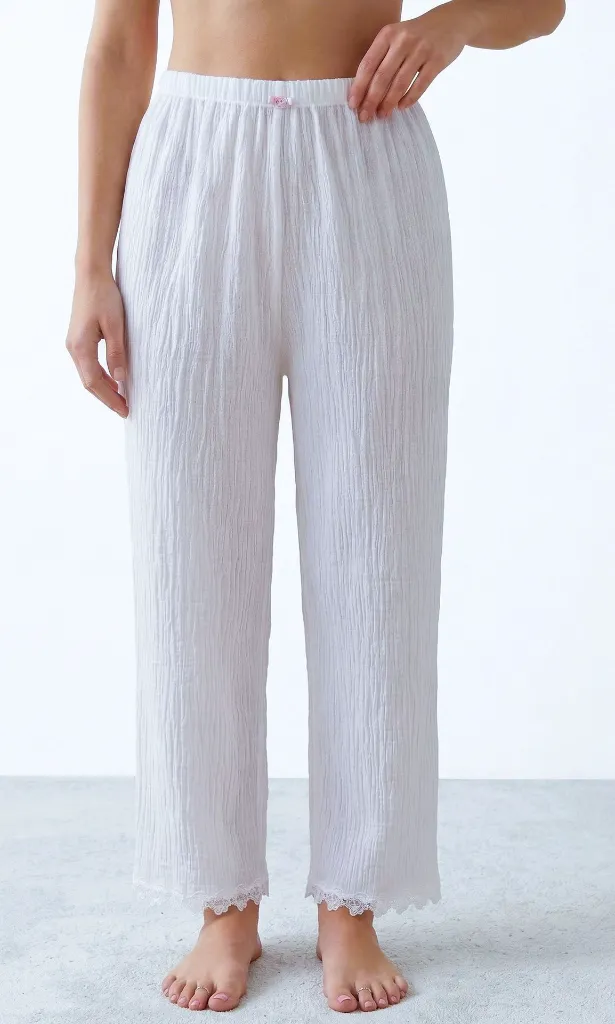 Crinkle PJ Bottoms - White - 2.webp