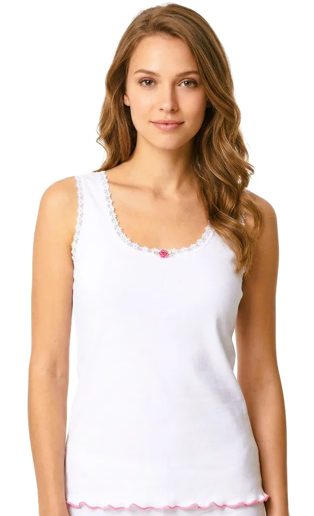 UBU Tank Top - White - Pink Flute.webp