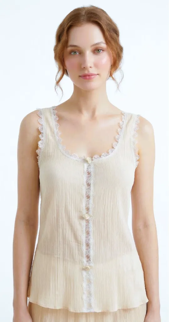 Crinkle Tank Top - Natural -2.webp