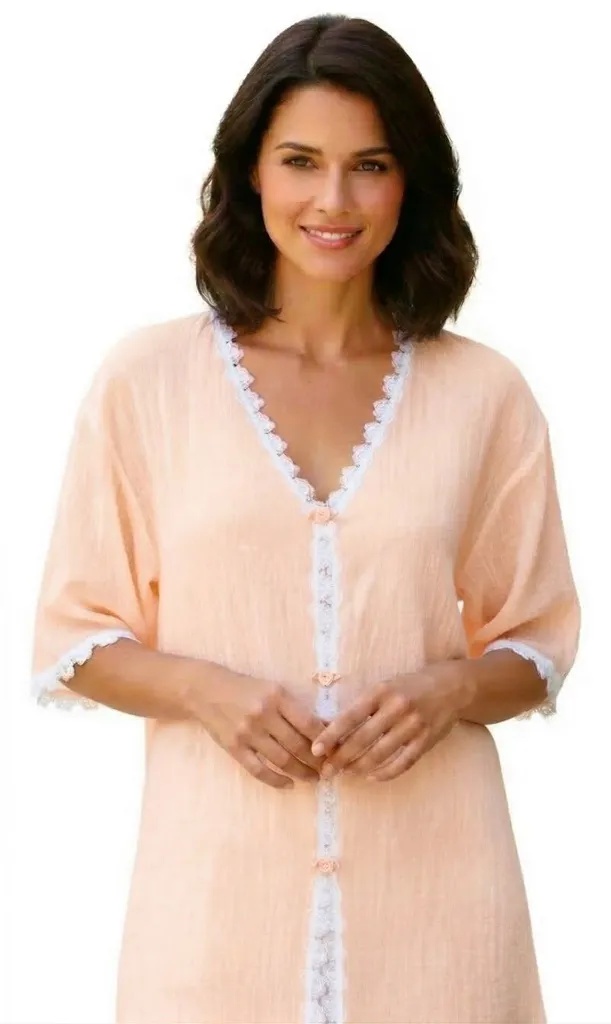 Crinkle PJ Top - Peach.webp