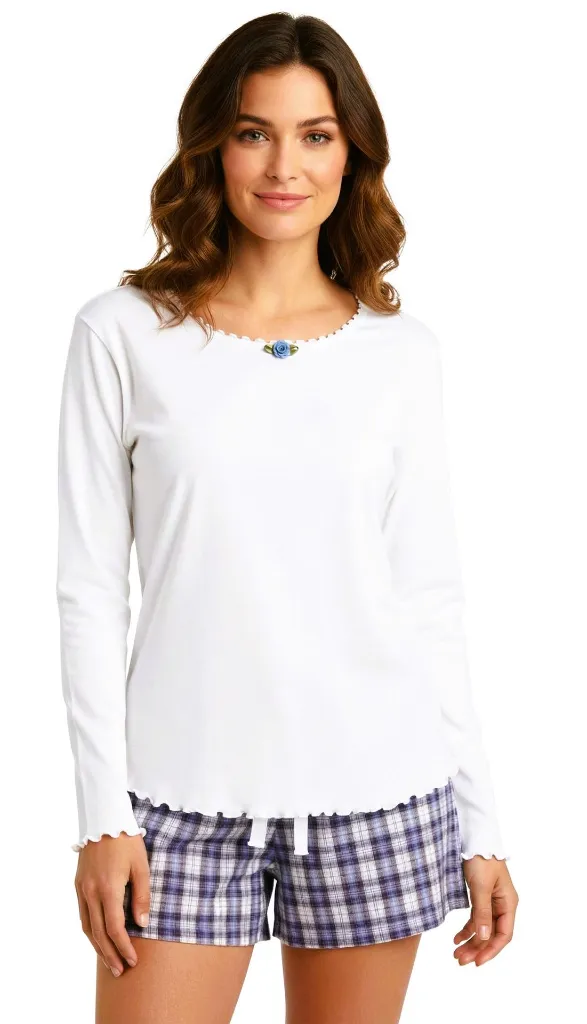 Blue Plaid Boxer and Long Sleeve Tee - 2.webp