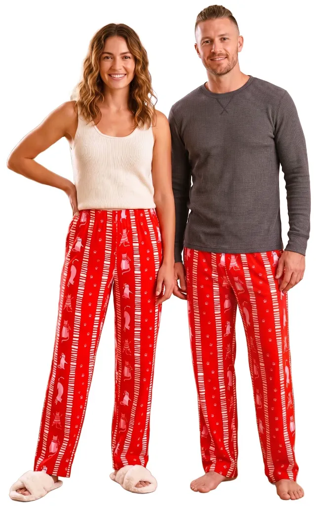 Cat Stripes Christmas Pajama Bottoms - 5.webp