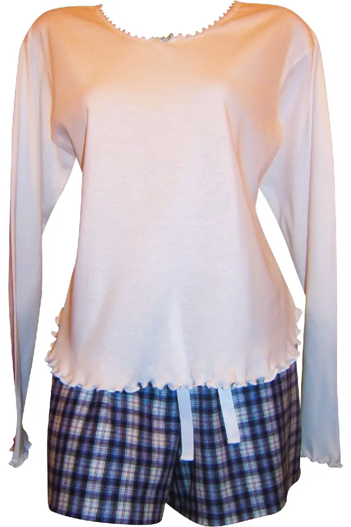 Blue Plaid Boxer and Long Sleeve Tee.webp