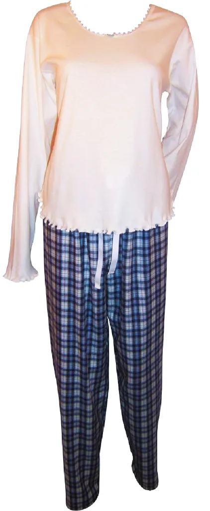 Blue Plaid PJ Bottom and Long Sleeve Tee .webp