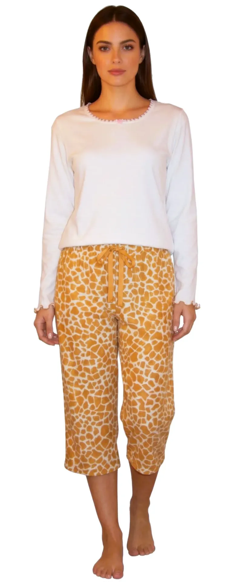 Colorful Giraffe Long Sleeve Tee & Capri Set – Amber
