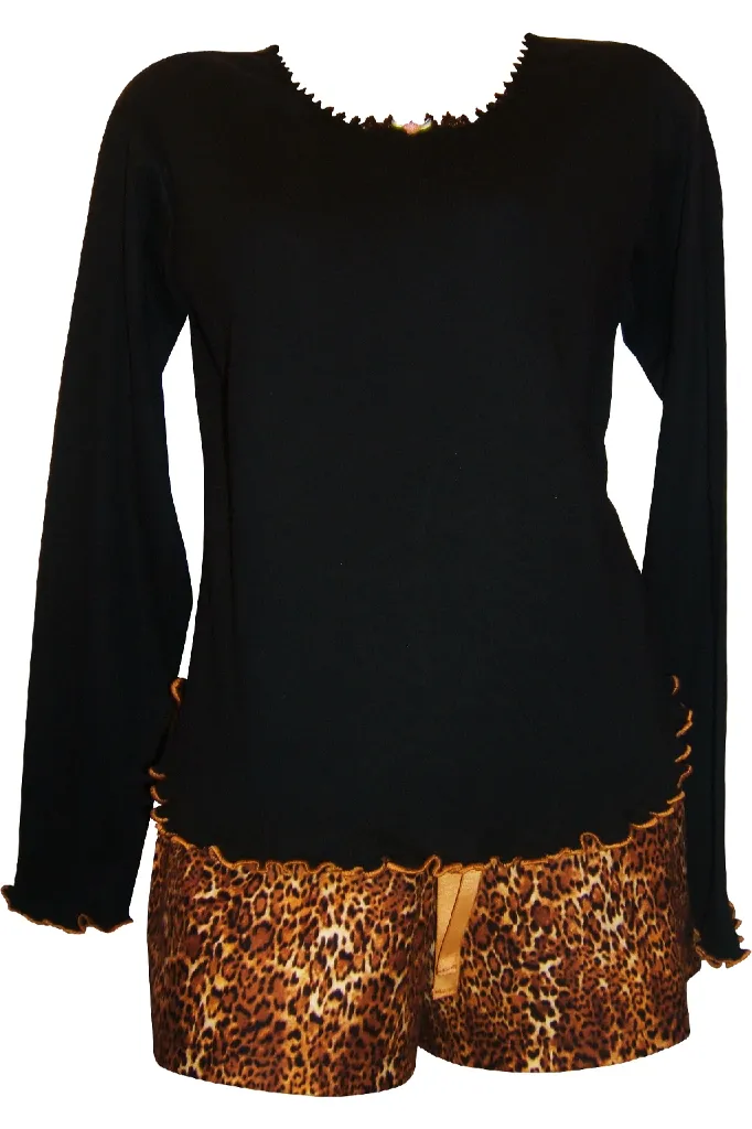 Kenya Leopard Print Boxer Shorts Pajama Set