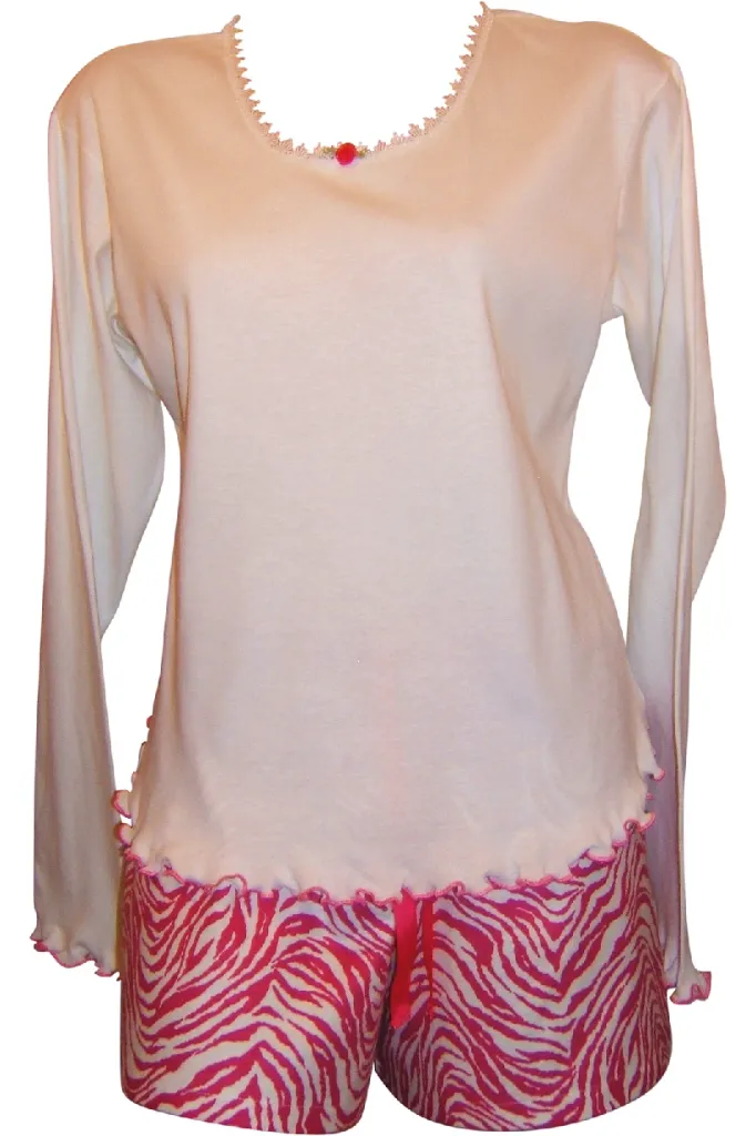 Zingy Zebra Tee and Boxer Shorts Set - Magenta