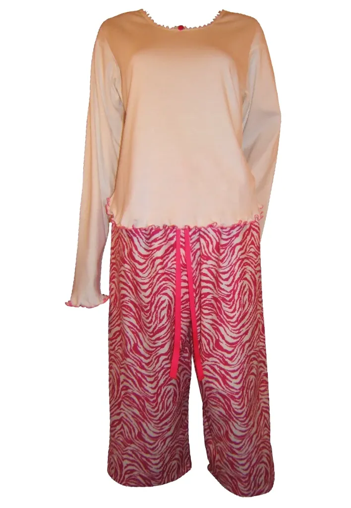 Zingy Zebra Capri PJ Bottom & Tee Set - Magenta 