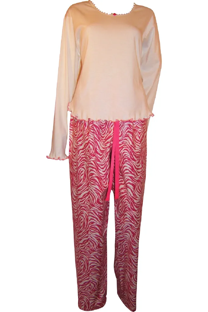 Zingy Zebra PJ Bottom & Tee Set- Magenta