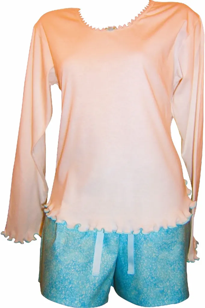 Crazy Swirls Long Sleeve Tee & Boxer Set - Blue