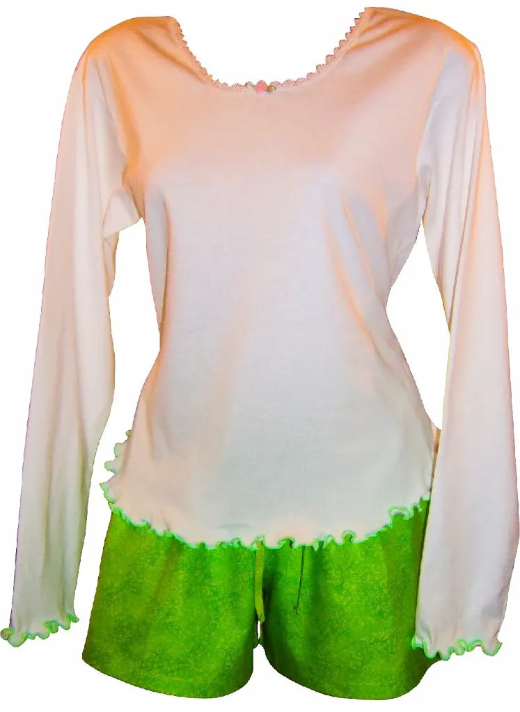 Crazy Swirls Long Sleeve Tee & Boxer Set - Lime
