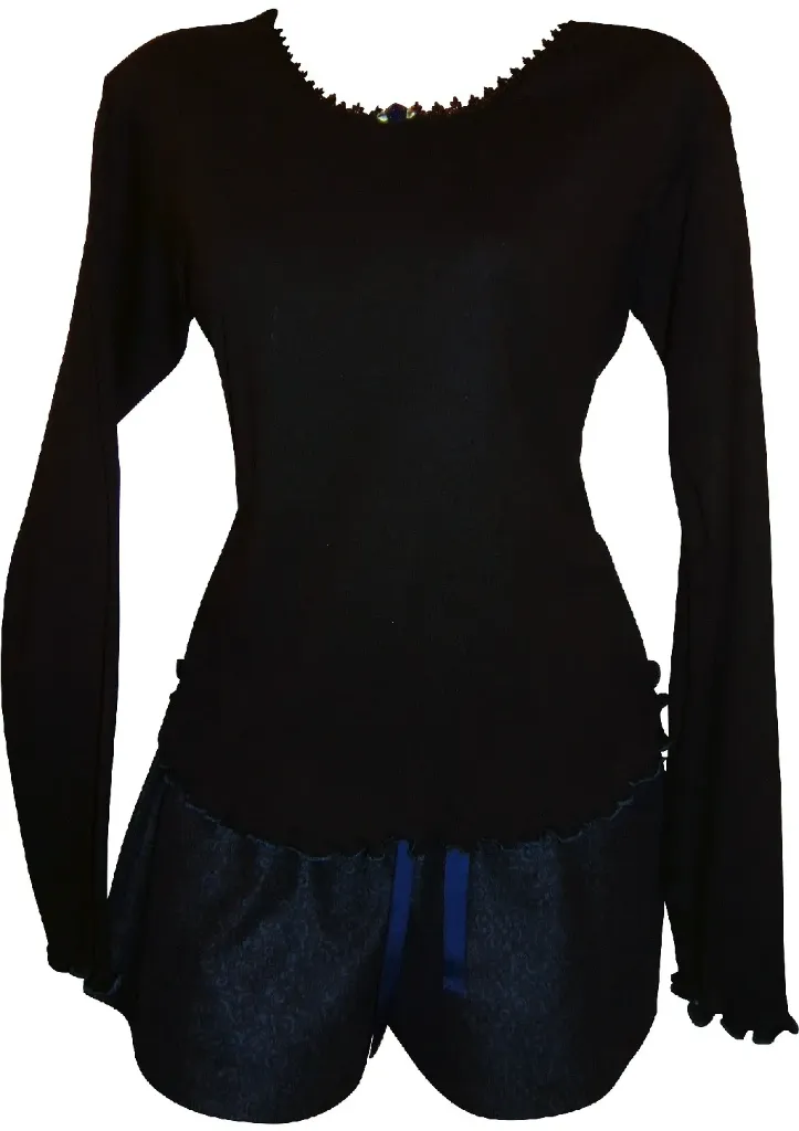 Crazy Swirls Long Sleeve Tee & Boxer Set - Navy