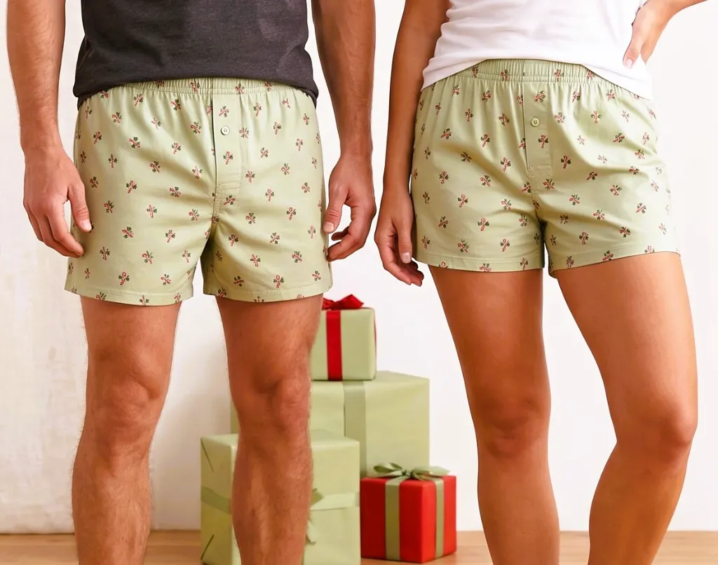 Candy Canes Boxer Shorts - Sage (Unisex)