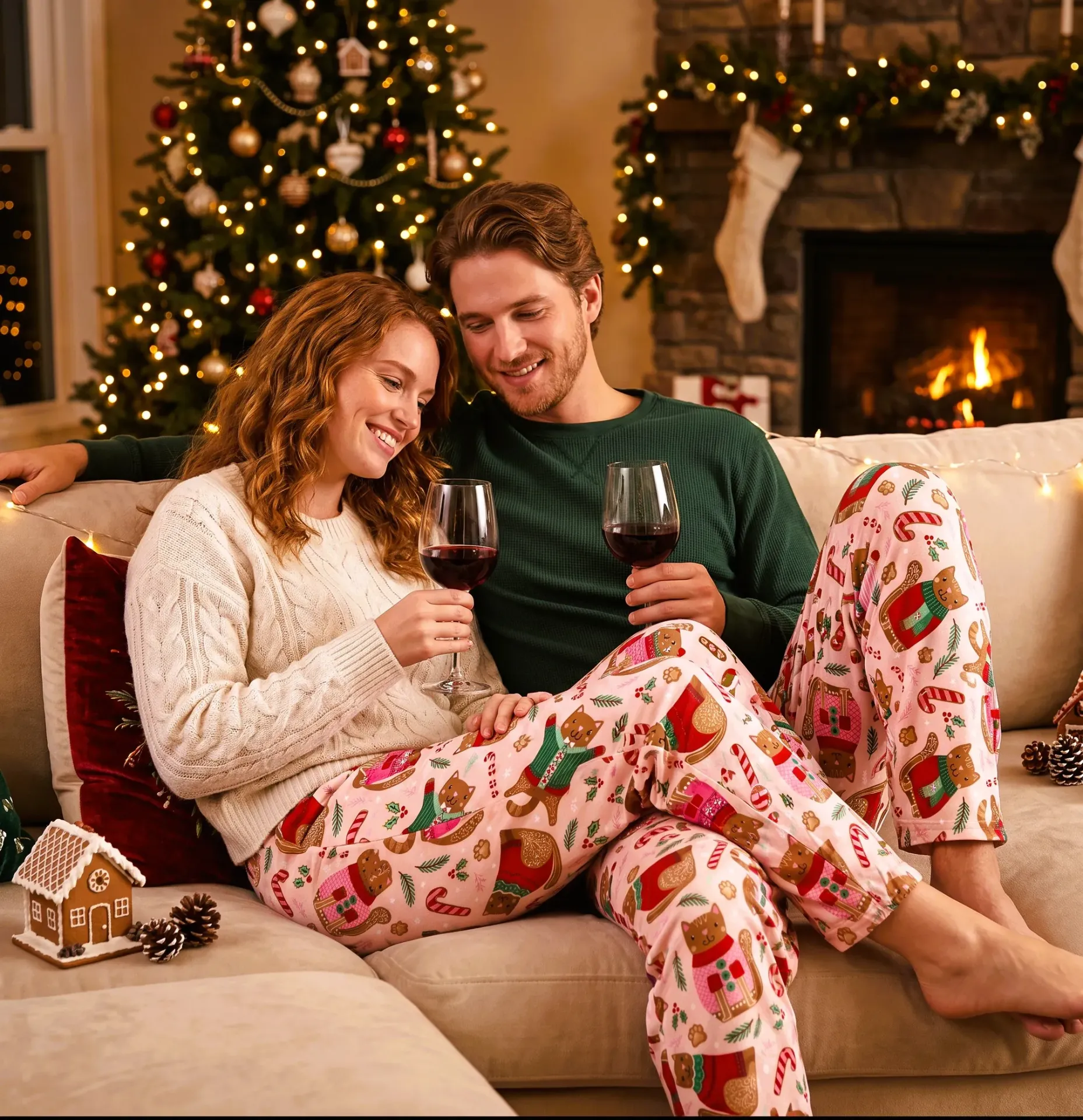 Gingerbread Cat PJ Bottoms (Unisex)