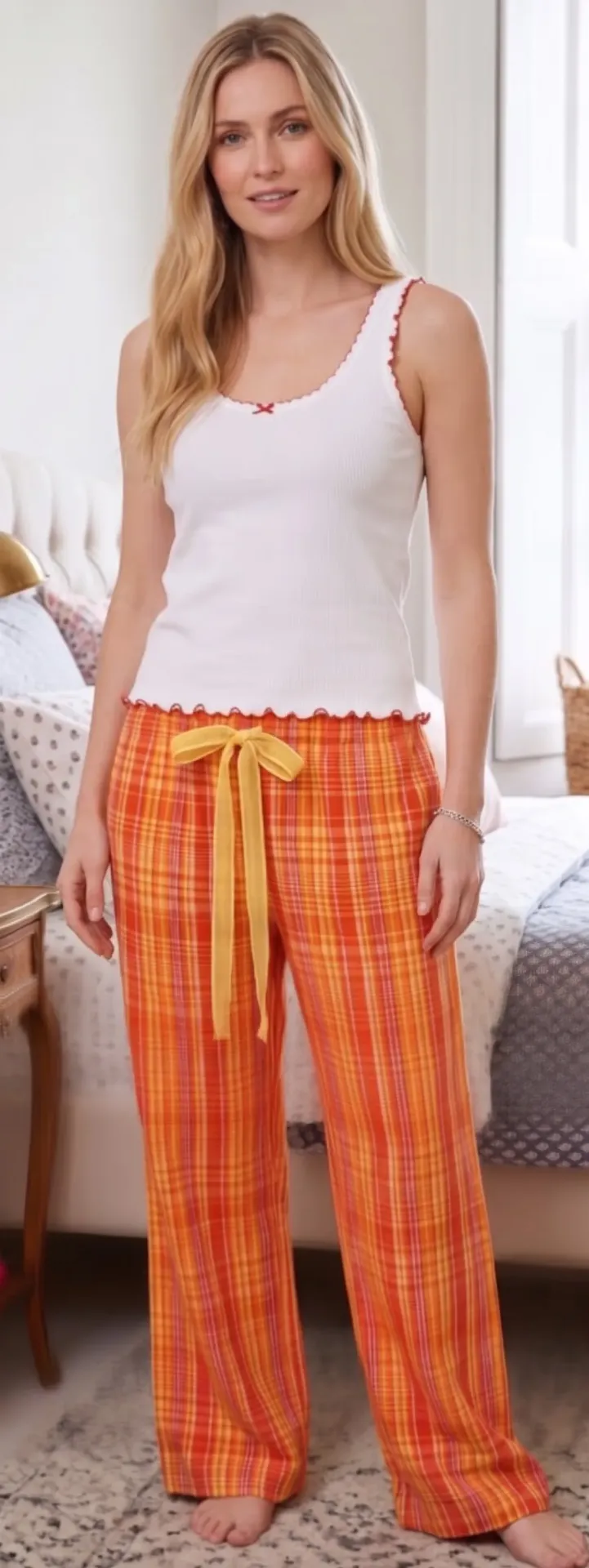 Playful Plaid PJ Bottom  (Orange)