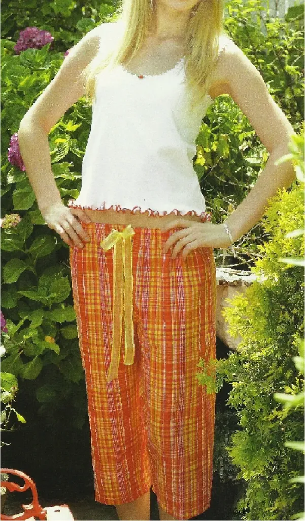 Playful Plaid Tank Top & Capri PJ Bottom Set   (Orange)